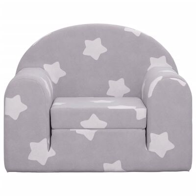 vidaXL Raztegljiv otroški kavč svetlo siv z zvezdicami mehak pliš