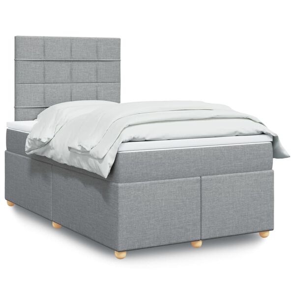 vidaXL Boxspring postelja z vzmetnico svetlo siva 120x190 cm blago