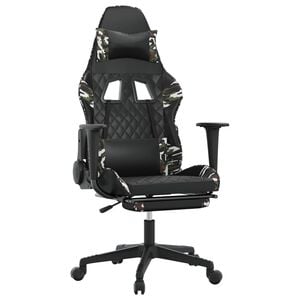 vidaXL Gaming stol z oporo za noge črno in kamuflažno umetno usnje