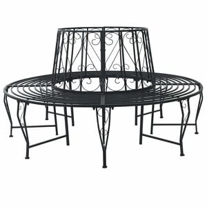 vidaXL Banka Dreves &Oslash; 160 x 89 cm Jeklo Črna Okrogla