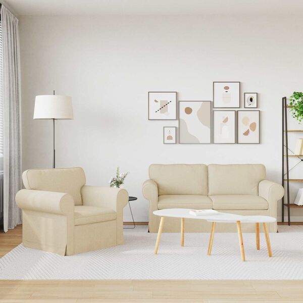 vidaXL Kavčna garnitura 2 pcs krema 175 x 82 x 80 cm blago