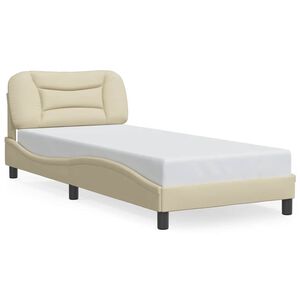vidaXL Posteljni okvir brez vzmetnice Hvar Cream 80x200 cm Tkanina