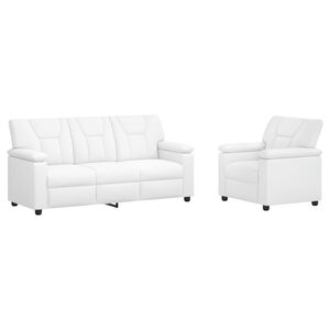 vidaXL Kavčna garnitura 2 pcs Bela Umetno usnje