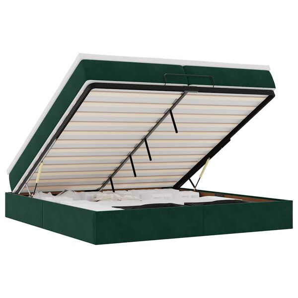 vidaXL Otomanski posteljni okvir z vzmetnicami zelen 200x200cm žamet