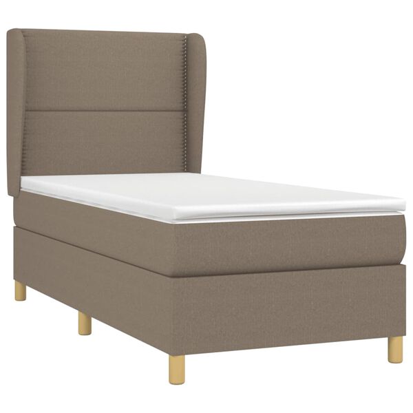 vidaXL Box spring postelja z vzmetnico taupe 90x190 cm blago