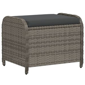 vidaXL Vrtni stolček z blazino siv 58x46x46 cm poli ratan