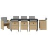 vidaXL Komplet za jedilnico v vrtu 9 pcs Bež poli ratan