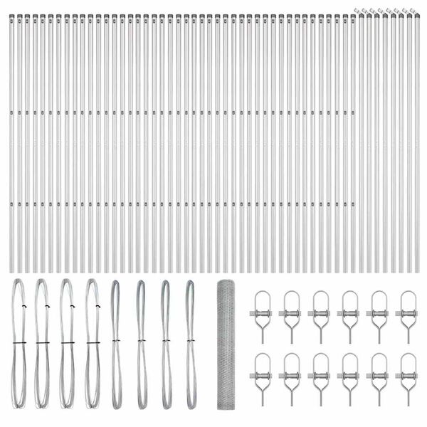 vidaXL Ogrodje s stebri srebrna 1.2 x 100 m Jeklo s PVC premazom