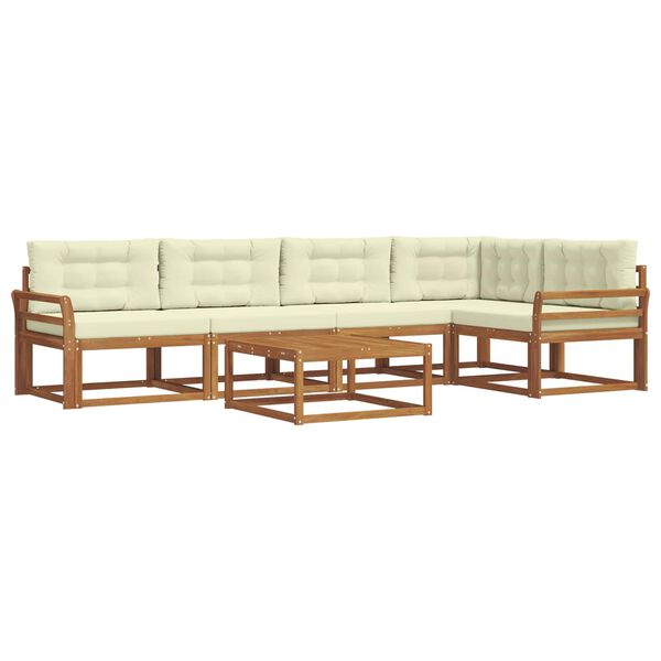 vidaXL Zunanja garnitura za sedenje z blazino 6 pcs Naravna in smetana