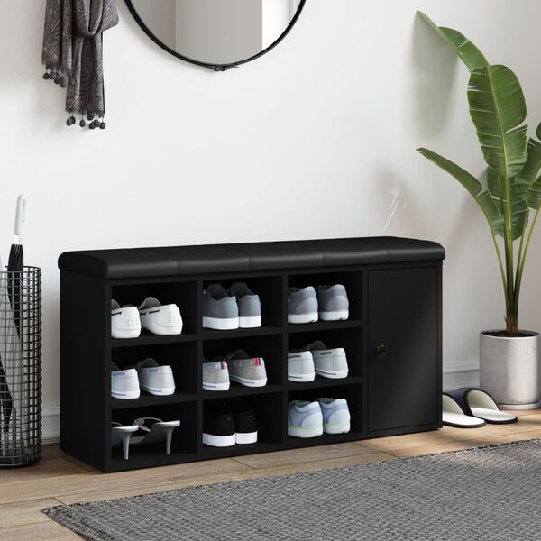 vidaXL Klop za čevlje črna 102x32x50 cm inženirski les