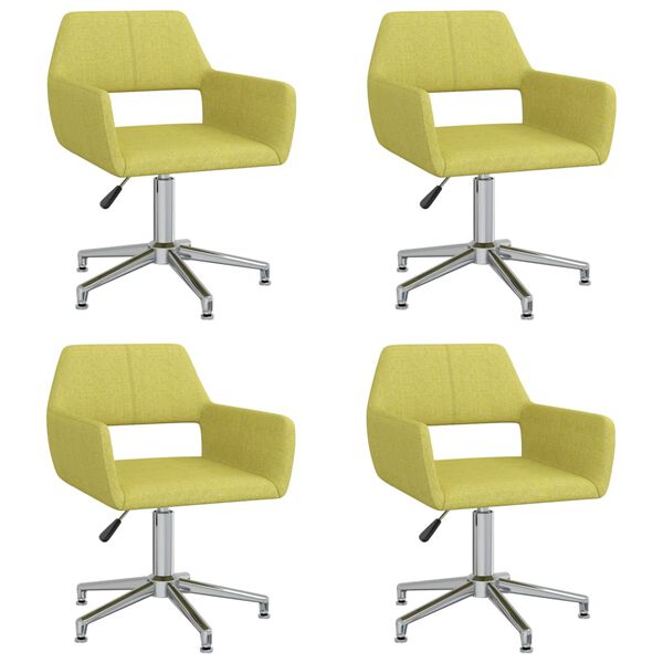 vidaXL Vrtljivi jedilni stoli 4 kosi zeleno blago