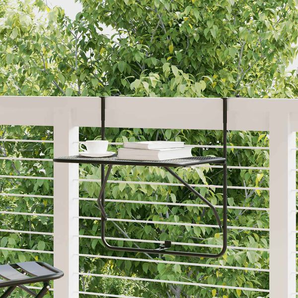 vidaXL Balkonska mizica črna 60x40 cm jeklo