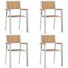 vidaXL Vrtni Stol 4 pcs Rjava 56 x 54,5 x 87 cm Trden tikov les