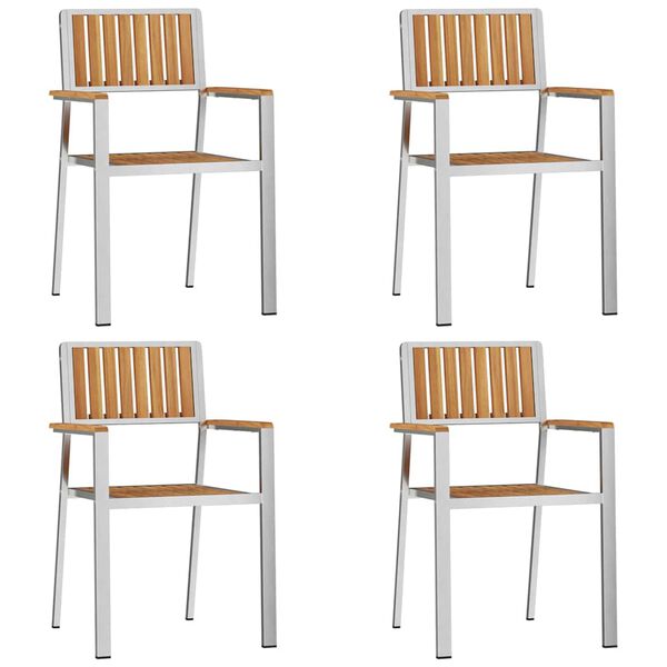 vidaXL Vrtni Stol 4 pcs Rjava 56 x 54,5 x 87 cm Trden tikov les