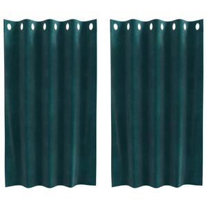 vidaXL Zatemnitvene zavese 2 pcs Temno zelena 140 x 140 cm Žamet