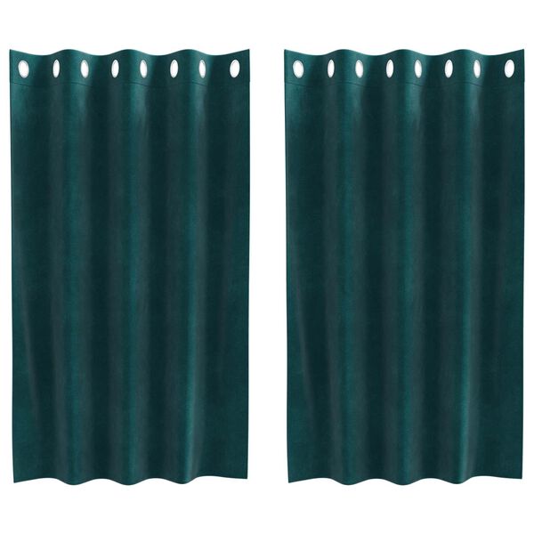 vidaXL Zatemnitvene zavese 2 pcs Temno zelena 140 x 140 cm Žamet