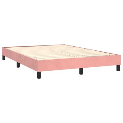 vidaXL Box spring postelja z vzmetnico LED roza 80x200 cm žamet