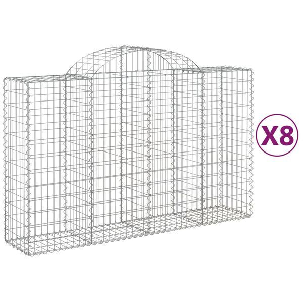 vidaXL Obokane gabion košare 8 kosov 200x50x120/140cm pocinkano železo