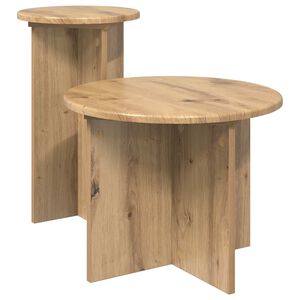 vidaXL Komplet stranskih mizic 2 kos Artisan hrast &Oslash; 45 x 35 cm