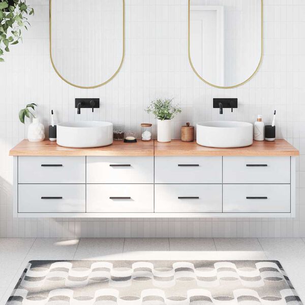 vidaXL Kopalni&scaron;ki pult svetlo rjav 200x50x(2-4) cm obdelan trden les