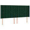 vidaXL Vzglavje z u&scaron;esi temno zeleno 203x16x118/128 cm žamet