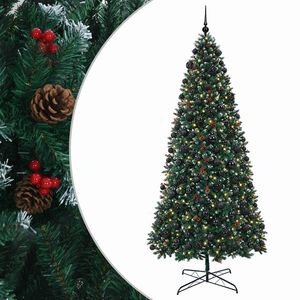 vidaXL Umetna božična jelka s tečaji in okraski 400 cm 600 LED