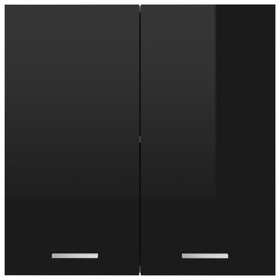 vidaXL Viseča omarica visok sijaj črna 60x31x60 cm iverna plošča