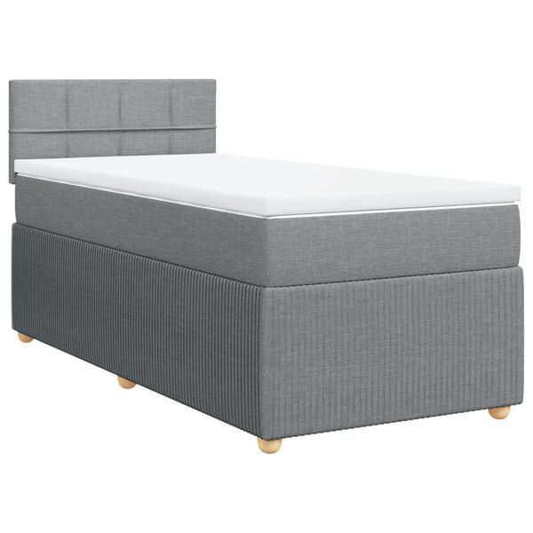 vidaXL Box spring postelja z vzmetnico svetlo siva 90x190 cm blago