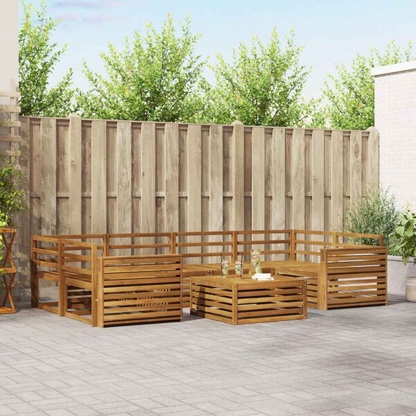 vidaXL Zunanja garnitura za sedenje 7 pcs Naravna Masiven les akacije