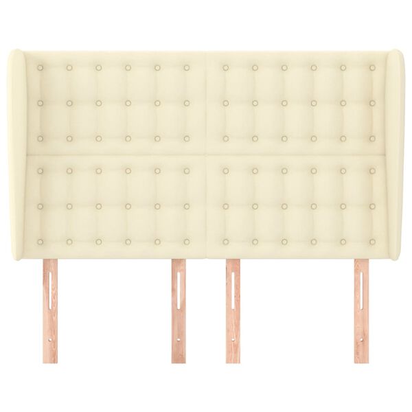 vidaXL Vzglavje z u&scaron;esi krem 147x23x118/128 cm umetno usnje