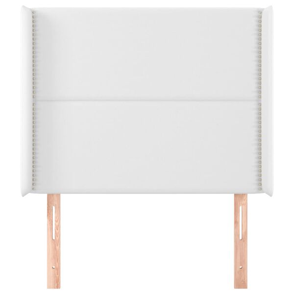 vidaXL Vzglavje z u&scaron;esi belo 93x16x118/128 cm umetno usnje
