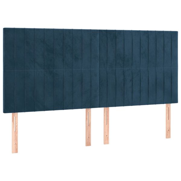 vidaXL Vzglavje postelje temno modro 180x5x118/128 cm žametno