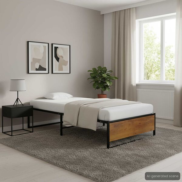 vidaXL Posteljni okvir črn kovinski 90x200 cm