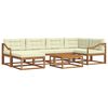 vidaXL Zunanja garnitura za sedenje z blazino 7 pcs Naravna in smetana