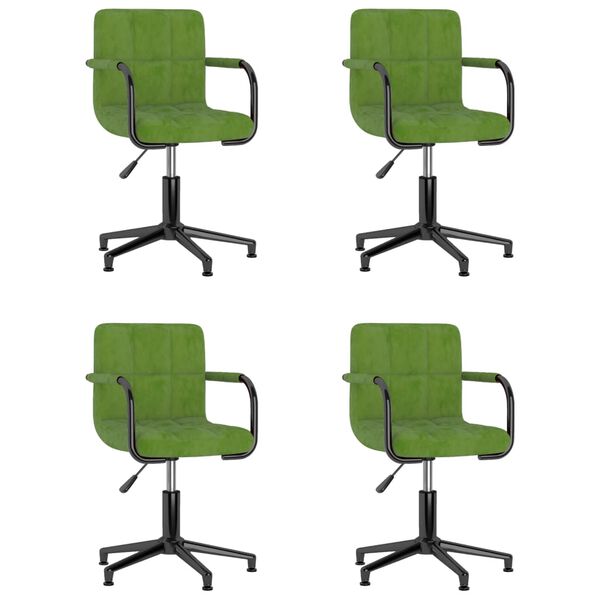 vidaXL Vrtljivi jedilni stoli 4 kosi svetlo zelen žamet