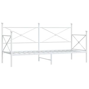 vidaXL Dnevna postelja brez vzmetnice Bela 90x200 cm Jeklo