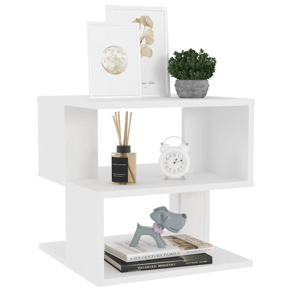 vidaXL Stranska mizica bela 40x40x40 cm inženirski les