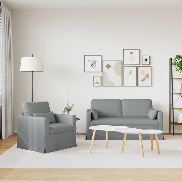 vidaXL Kavč 2 pcs Svetlo siva 158 x 78 x 80 cm blago