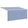 vidaXL Vlečna tenda Modra in bela 300 x 200 cm Poliester in aluminij