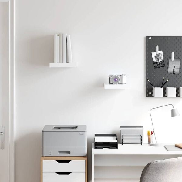 vidaXL Lebdeče police 2 kosa visok sijaj bele 23x23,5x3,8 cm MDF