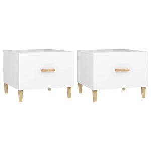 vidaXL Klubske mizice 2 kosa bele 50x50x40 cm inženirski les