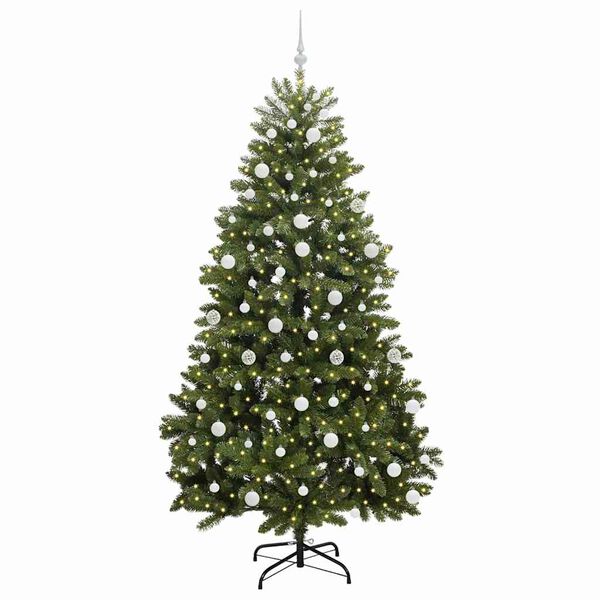 vidaXL Umestno božično drevo med 300 LED Zelena 210 cm PVC in kovina