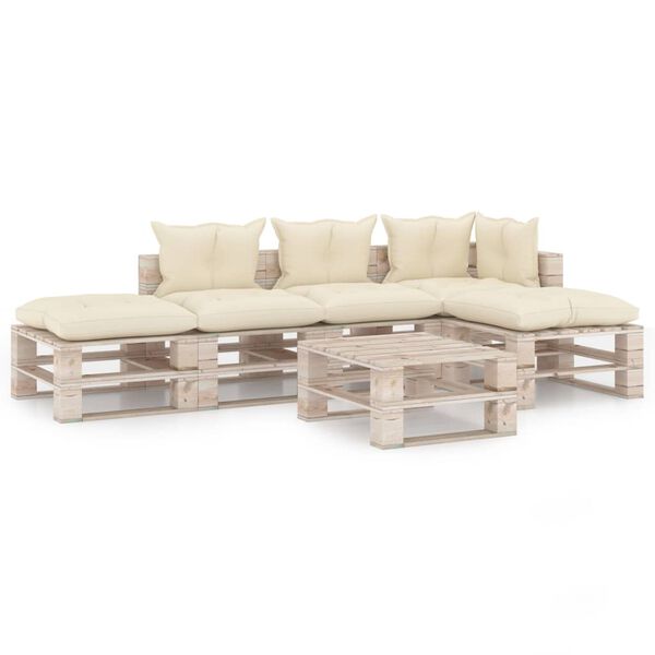 vidaXL Vrtna sedežna garnitura iz palet 6-delna z blazinami borovina