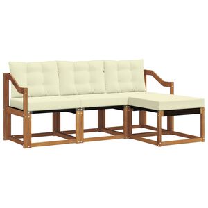 vidaXL Zunanja garnitura za sedenje z blazino 4 pcs Naravna in smetana
