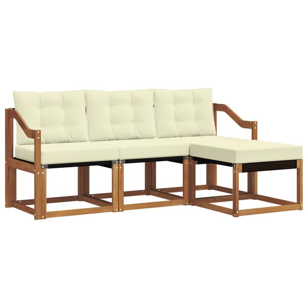 vidaXL Zunanja garnitura za sedenje z blazino 4 pcs Naravna in smetana