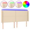 vidaXL LED posteljno vzglavje krem 183x16x118/128 cm blago