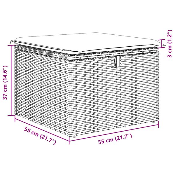 vidaXL Vrtna sedežna garnitura z blazino Črna poli ratan