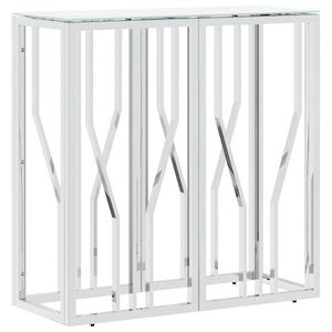 vidaXL Konzolna mizica srebrna 70x30x70 cm nerjaveče jeklo in steklo