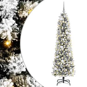 vidaXL Umestno božično drevo Bela 180 cm PVC, kovina in plastika