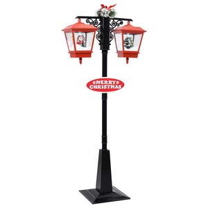 vidaXL Novoletna ulična svetilka z božičkom črno-rdeča 81x40x188cm PVC